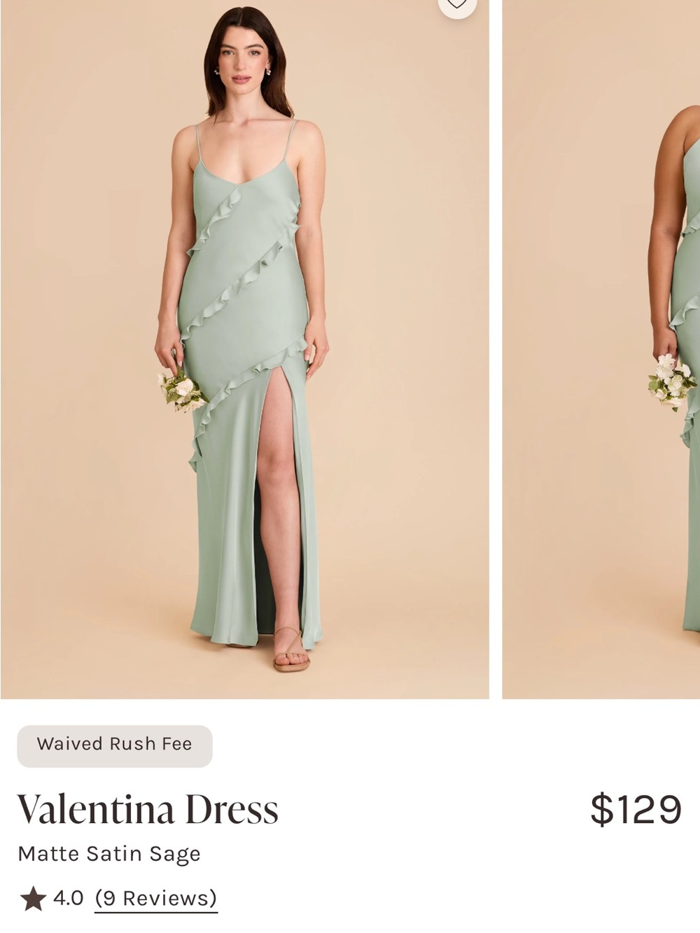 Birdy Grey Sage Ruffle Slip Gown
